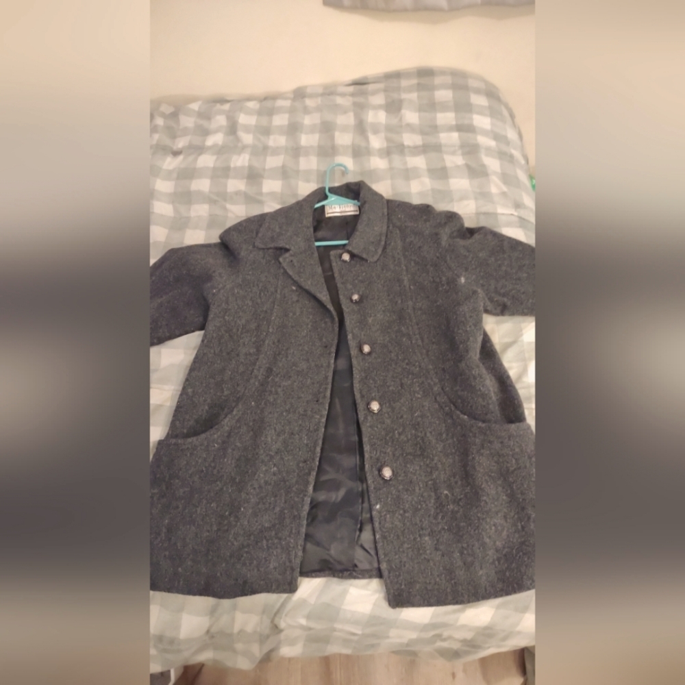 Large, Gray, Wool Mackintosh Jacket